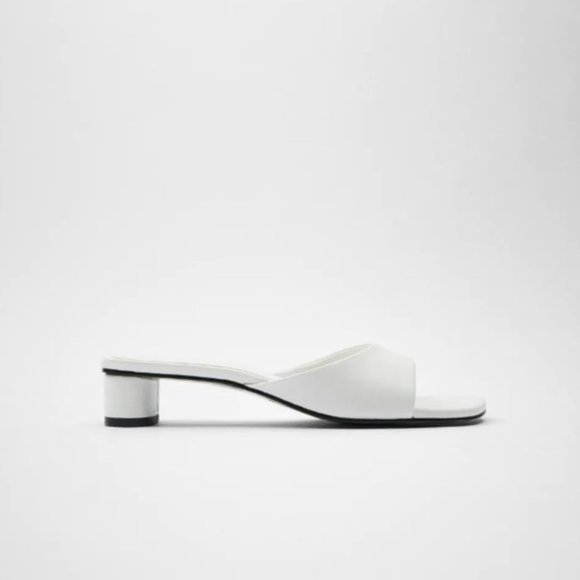 Zara /White, Block Heel /Square Toe Sandals